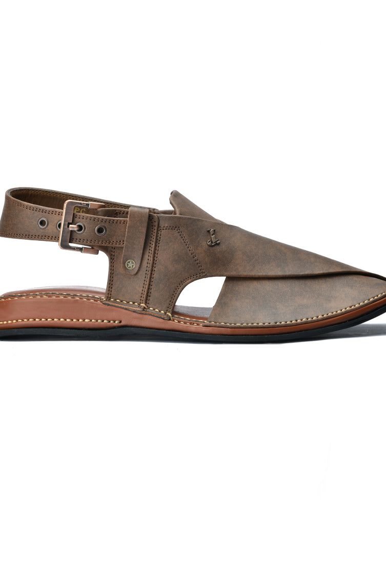 Plain Brown Peshawari Chappal - J. Junaid Jamshed