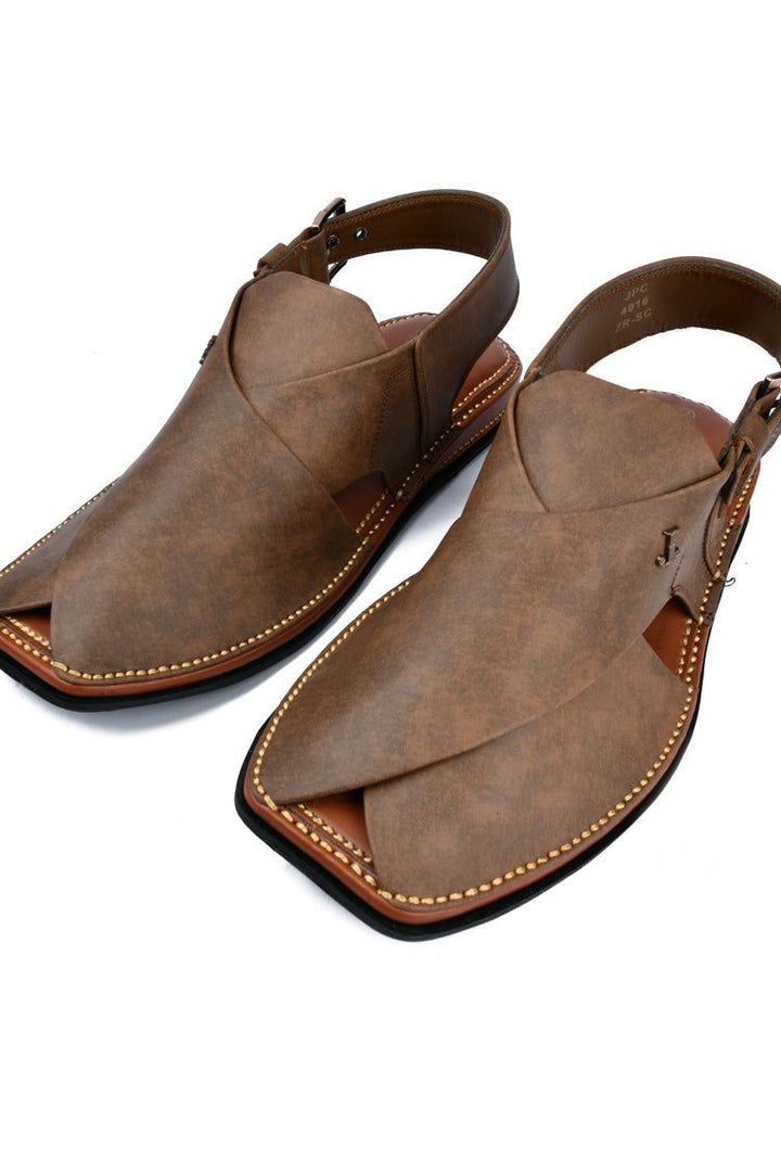Plain Brown Peshawari Chappal - J. Junaid Jamshed
