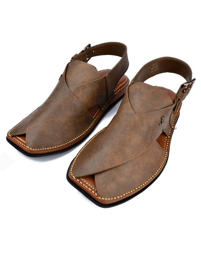 Plain Brown Peshawari Chappal - J. Junaid Jamshed