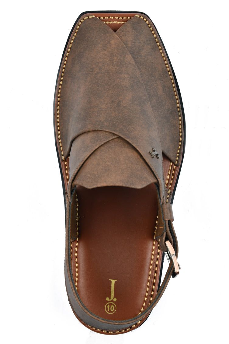 Plain Brown Peshawari Chappal - J. Junaid Jamshed