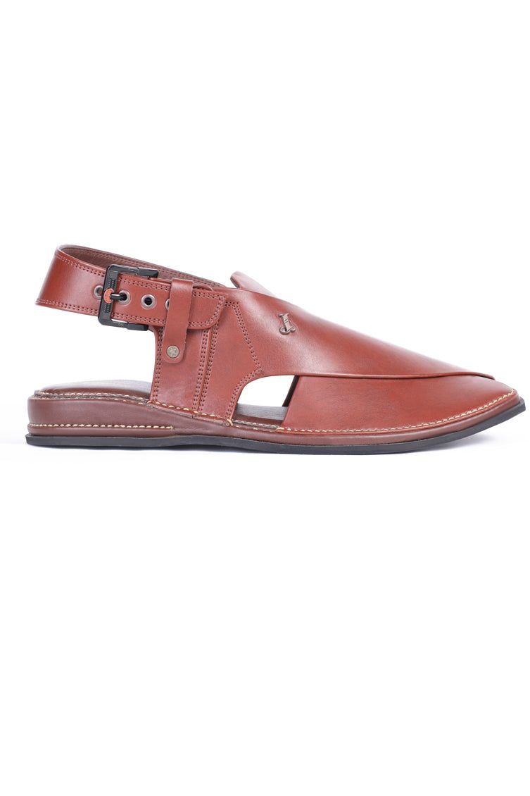 Plain Red Peshawari Chappal - J. Junaid Jamshed