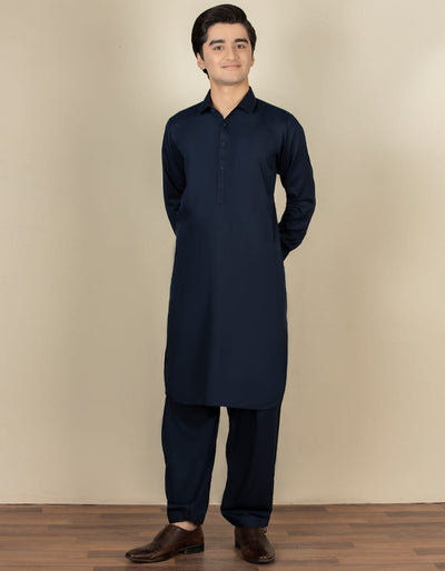 Blended Blue Shalwar Kameez - J. Junaid Jamshed