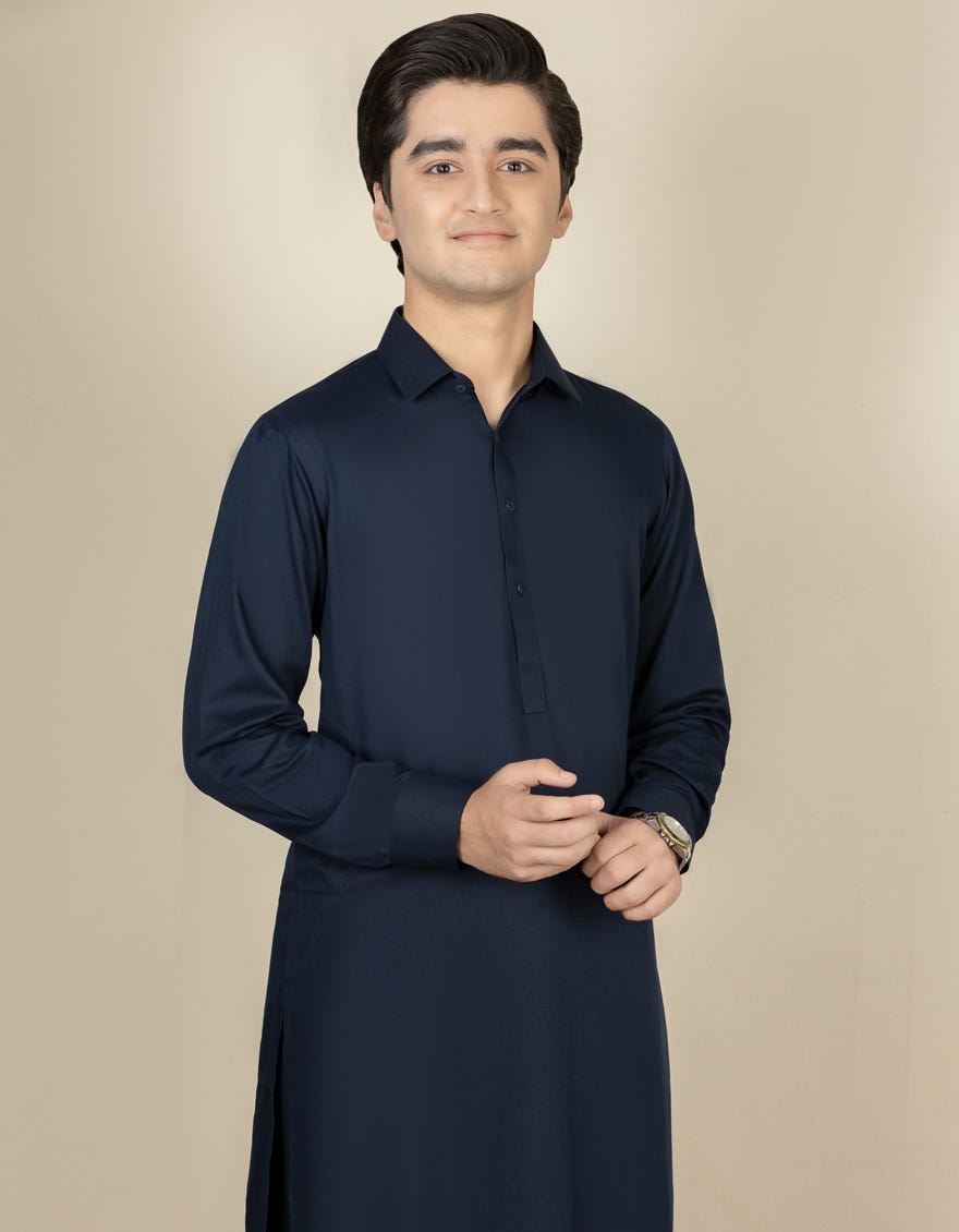 Blended Blue Shalwar Kameez - J. Junaid Jamshed