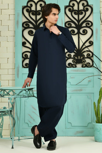 Blended Blue Shalwar Kameez - J. Junaid Jamshed