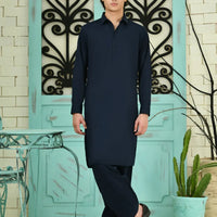 Blended Navy Blue Shalwar Kameez - J. Junaid Jamshed