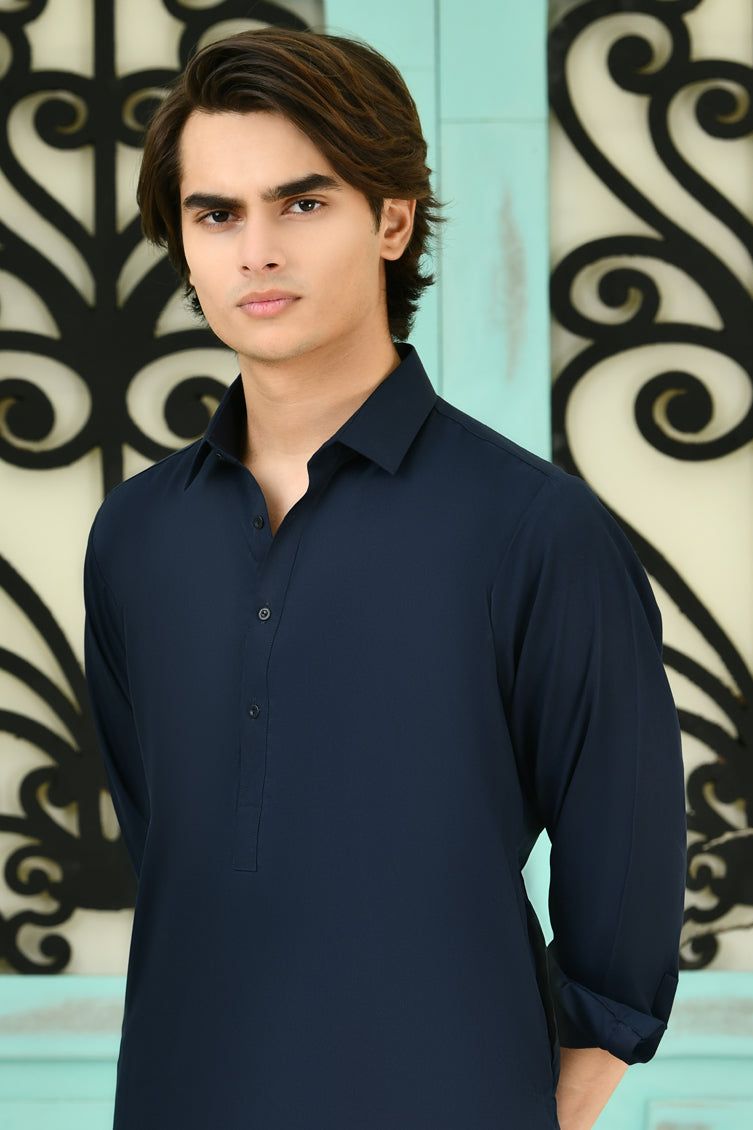 Blended Blue Shalwar Kameez - J. Junaid Jamshed