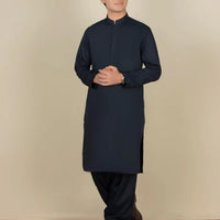 Blended Navy Blue Shalwar Kameez - J. Junaid Jamshed