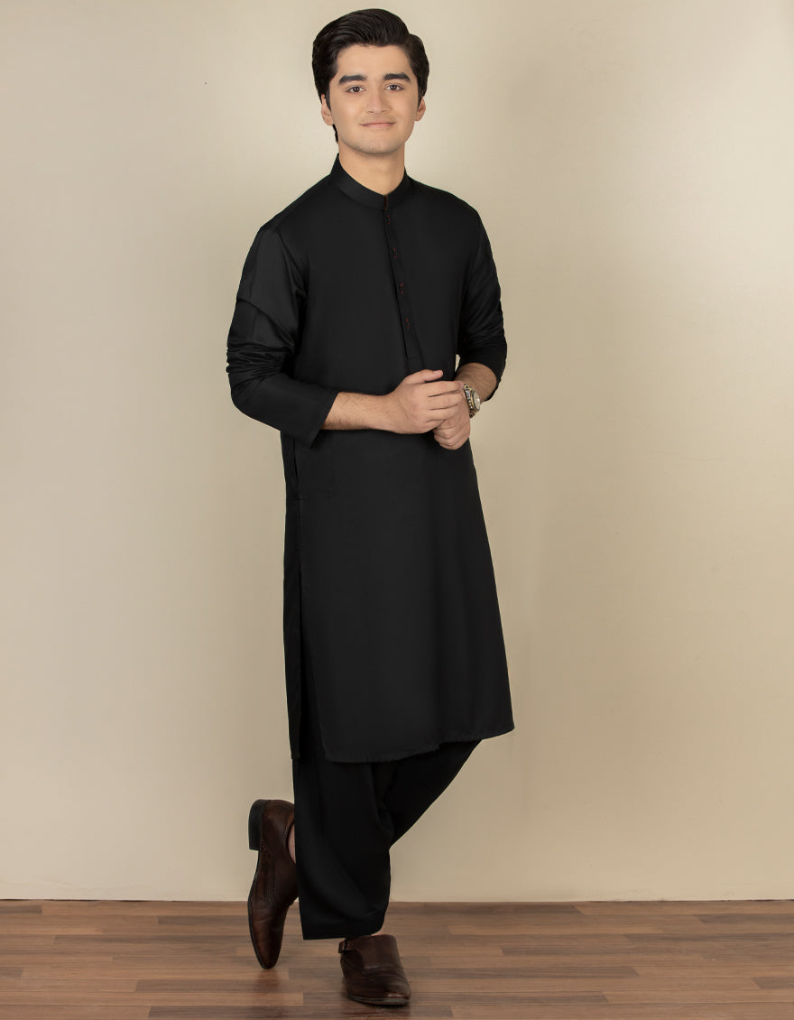 Blended Black Shalwar Kameez - J. Junaid Jamshed