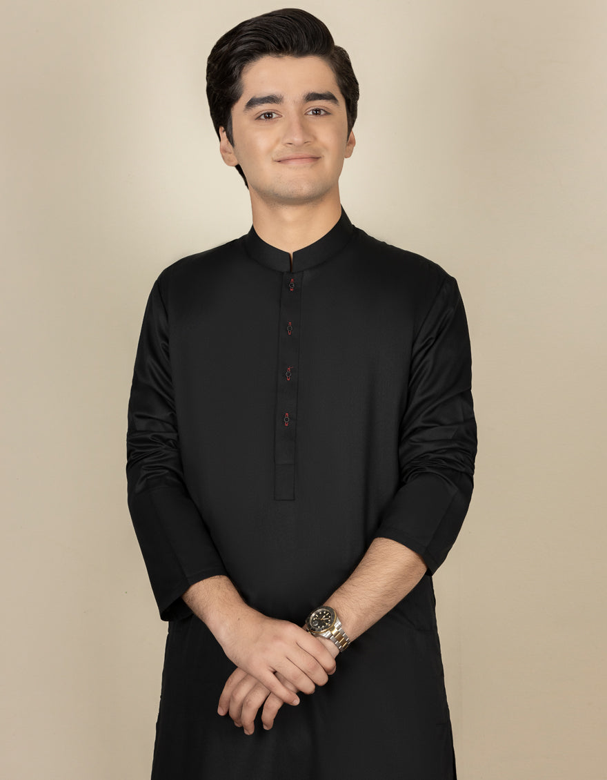 Blended Black Shalwar Kameez - J. Junaid Jamshed