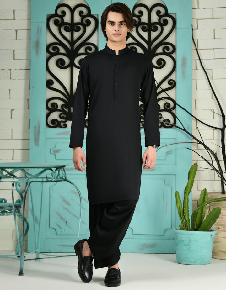 Blended Black Shalwar Kameez- J. Junaid Jamshed