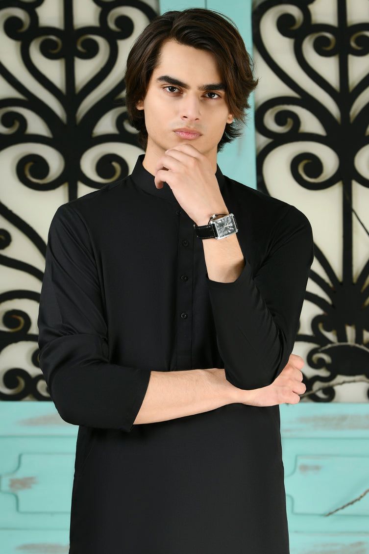 Blended Black Shalwar Kameez - J. Junaid Jamshed