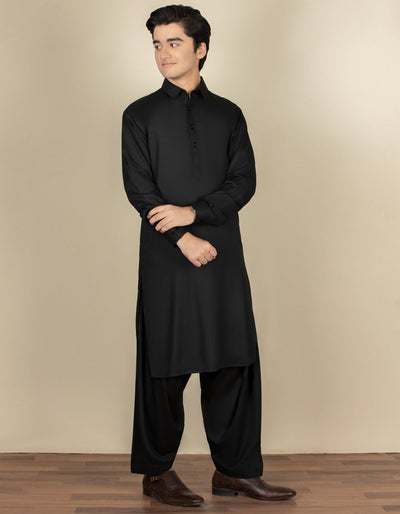 Blended Black Shalwar Kameez - J. Junaid Jamshed