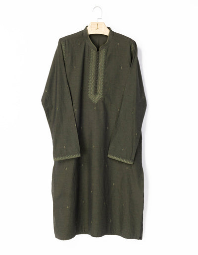 Cotton Forest Green Kurta Trouser - J. Junaid Jamshed