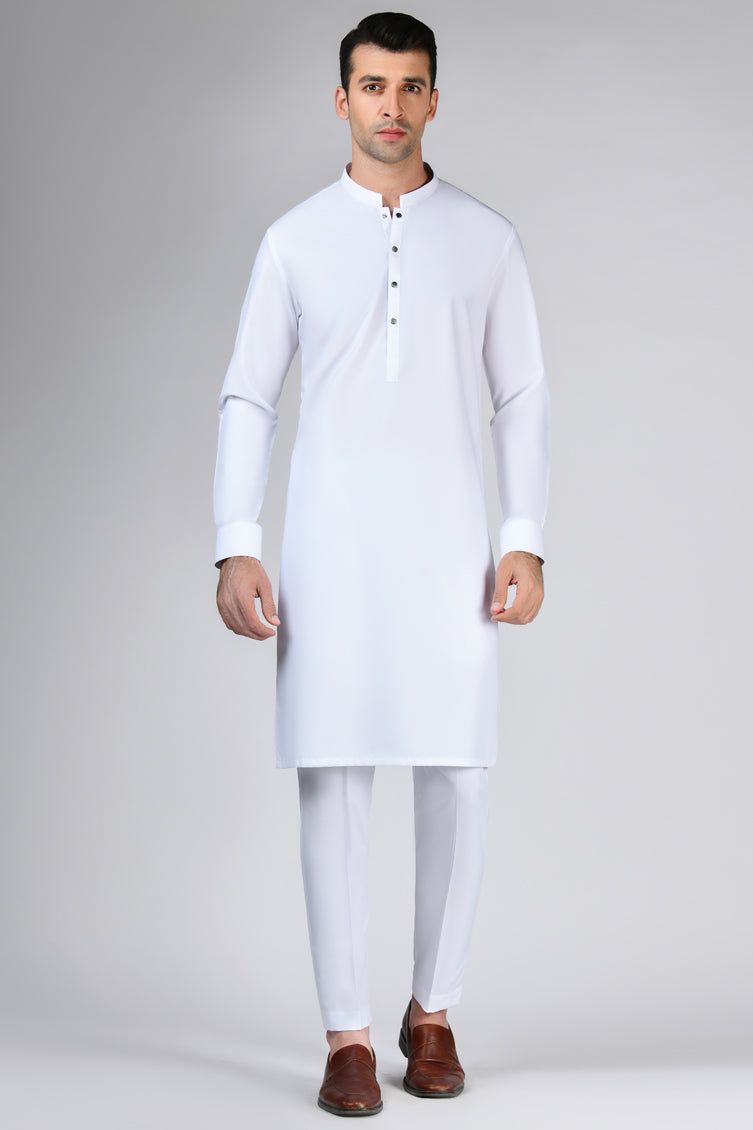 Blended White Kurta Trouser - J. Junaid Jamshed