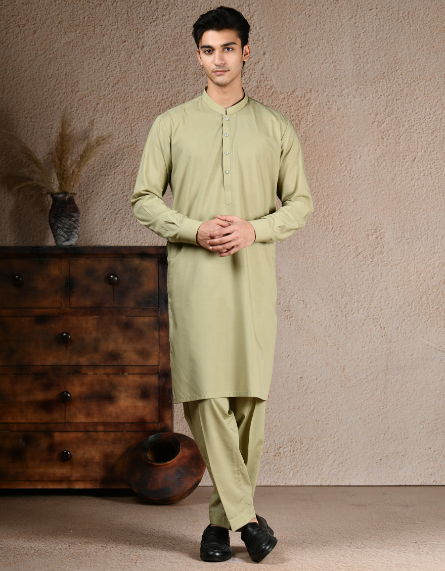 Green Unstitched Suit - J. Junaid Jamshed