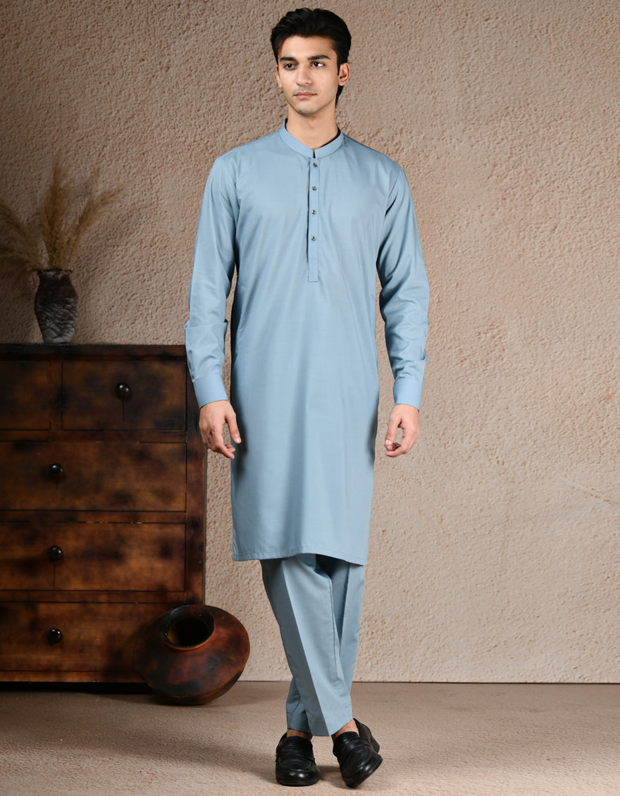 Blue Unstitched Suit - J. Junaid Jamshed