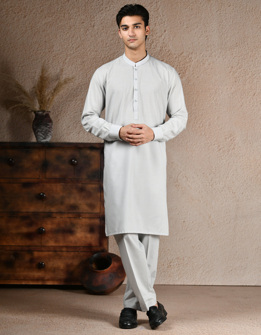 Grey Unstitched Suit - J. Junaid Jamshed