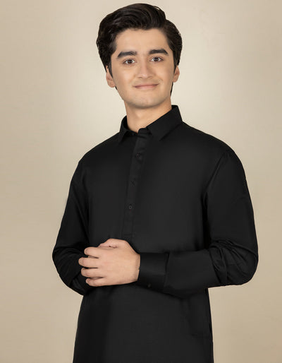 Blended Black Shalwar Kameez - J. Junaid Jamshed