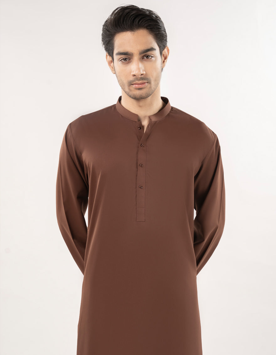 Blended Brown Kurta Trouser - J. Junaid Jamshed