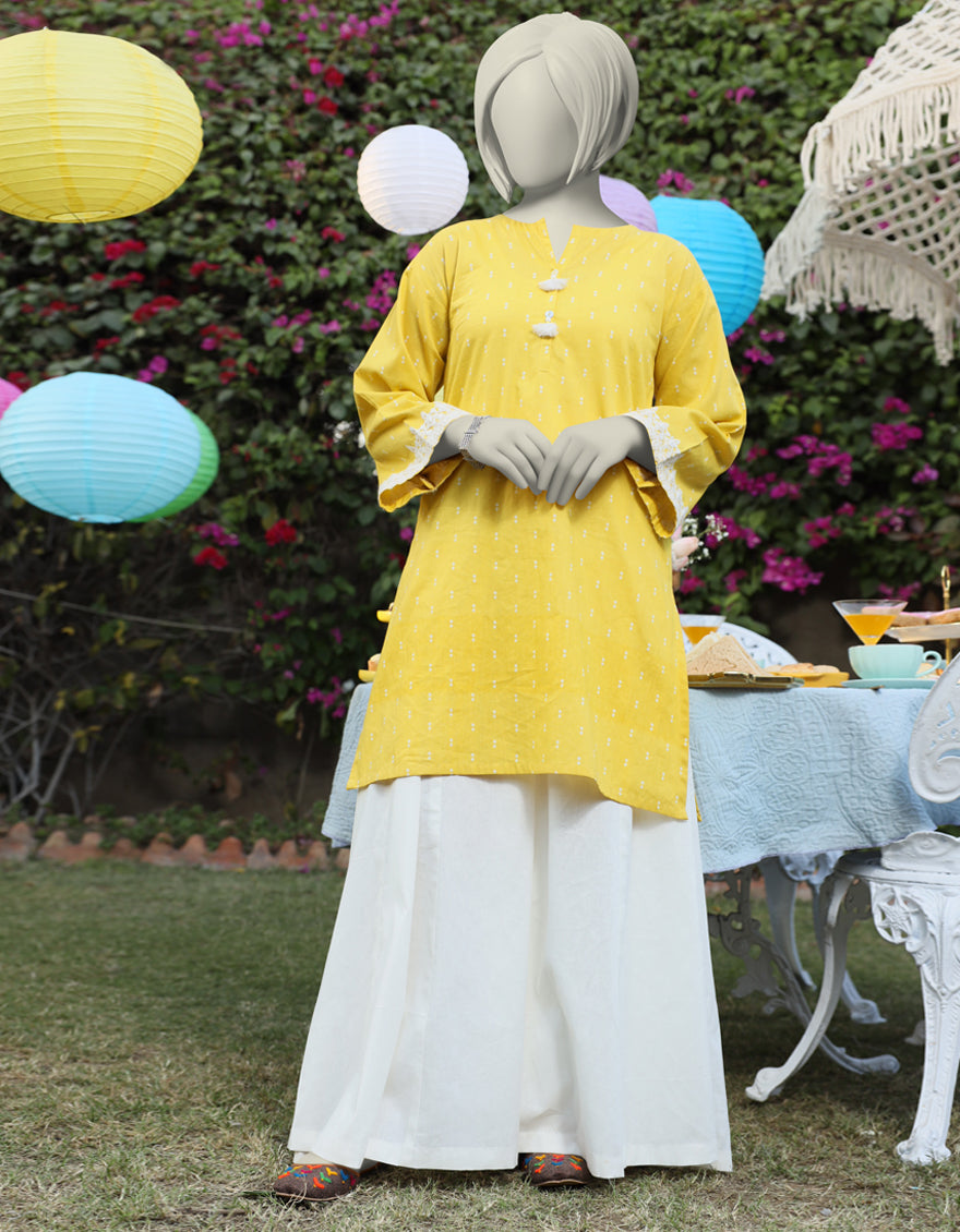 Lawn Yellow Kurti - J. Junaid Jamshed