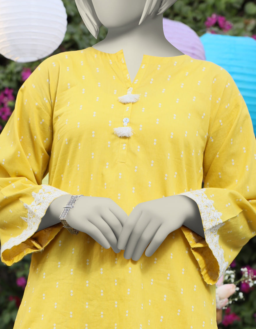 Lawn Yellow Kurti - J. Junaid Jamshed