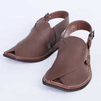 Plain Brown Peshawari Chappal - J. Junaid Jamshed