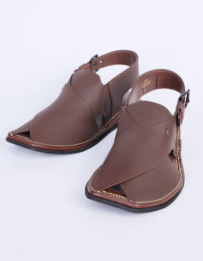 Plain Brown Peshawari Chappal - J. Junaid Jamshed