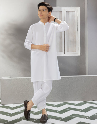 Blended White Shalwar Kameez - J. Junaid Jamshed