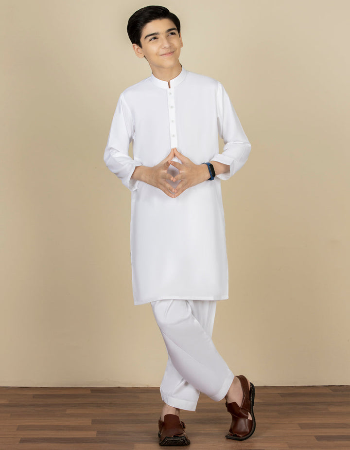 Blended White Shalwar Kameez - J. Junaid Jamshed
