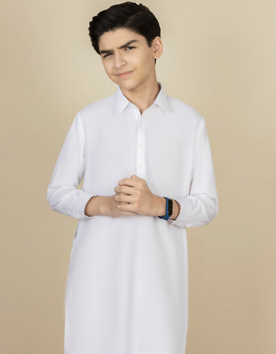 Blended White Shalwar Kameez - J. Junaid Jamshed