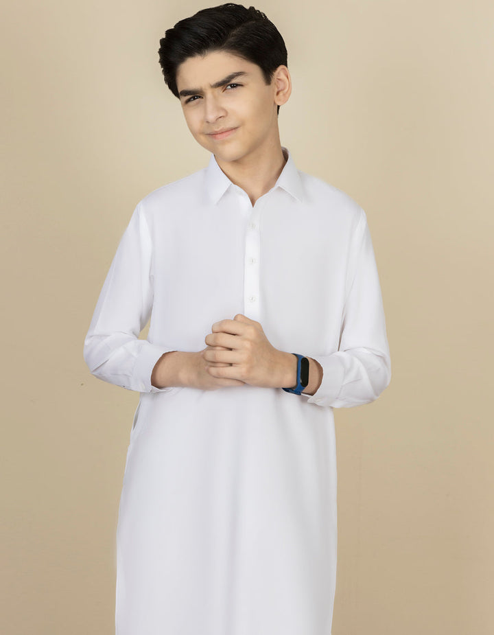 Blended White Shalwar Kameez - J. Junaid Jamshed