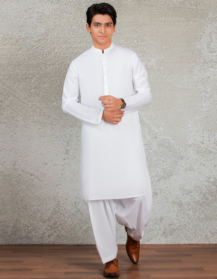 Blended White Shalwar Kameez - J. Junaid Jamshed