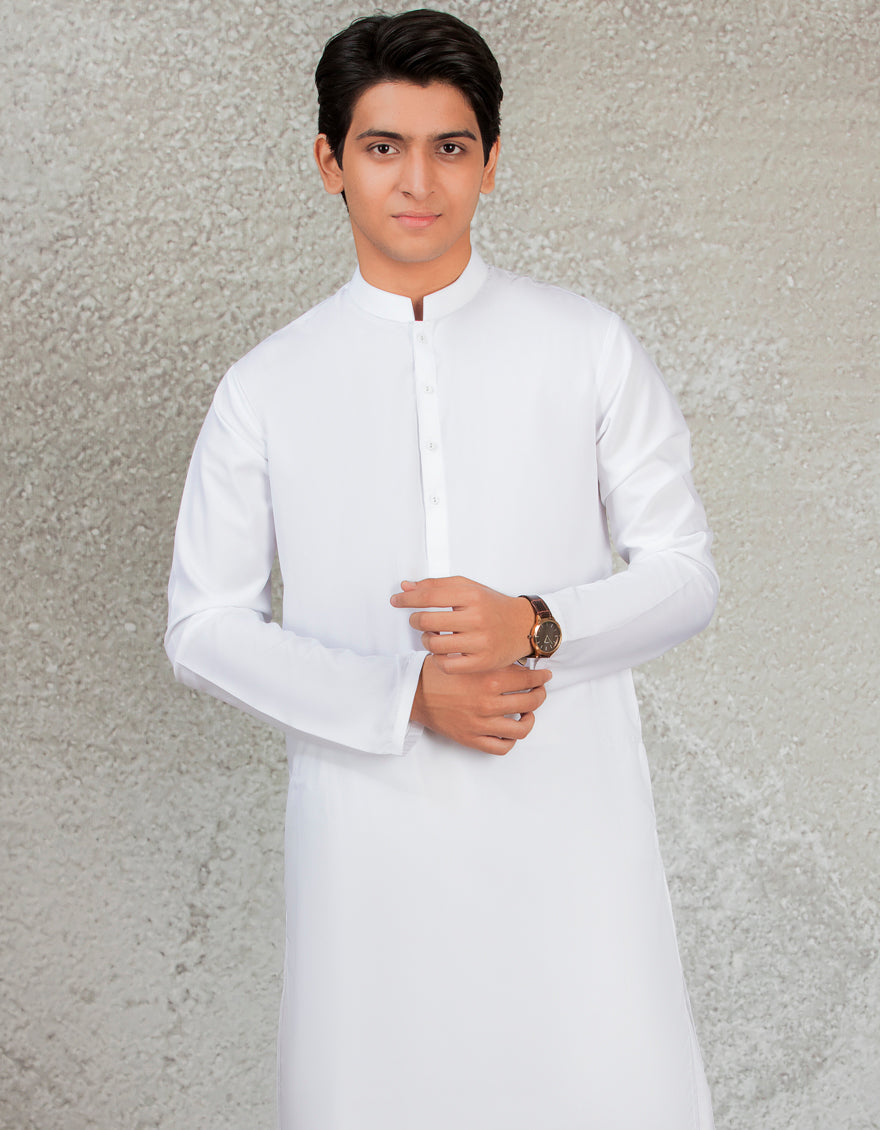 Blended White Shalwar Kameez - J. Junaid Jamshed