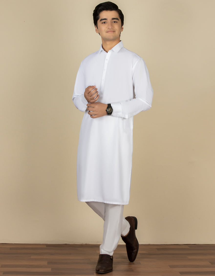 Blended White Shalwar Kameez - J. Junaid Jamshed