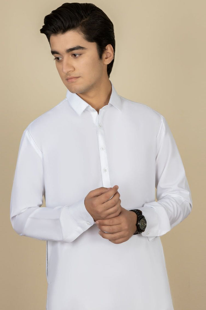 Blended White Shalwar Kameez - J. Junaid Jamshed