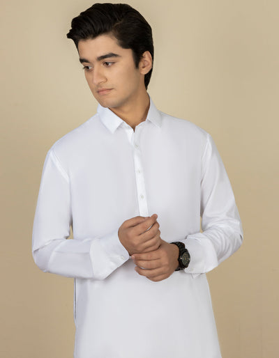 Blended White Shalwar Kameez - J. Junaid Jamshed