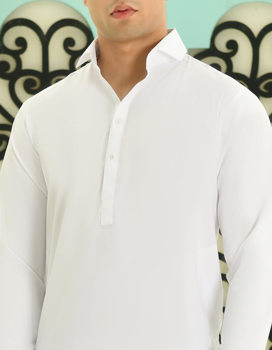 Blended White Shalwar Kameez - J. Junaid Jamshed