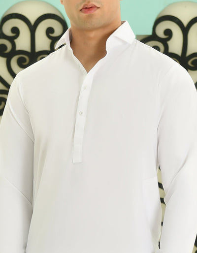 Blended White Shalwar Kameez - J. Junaid Jamshed