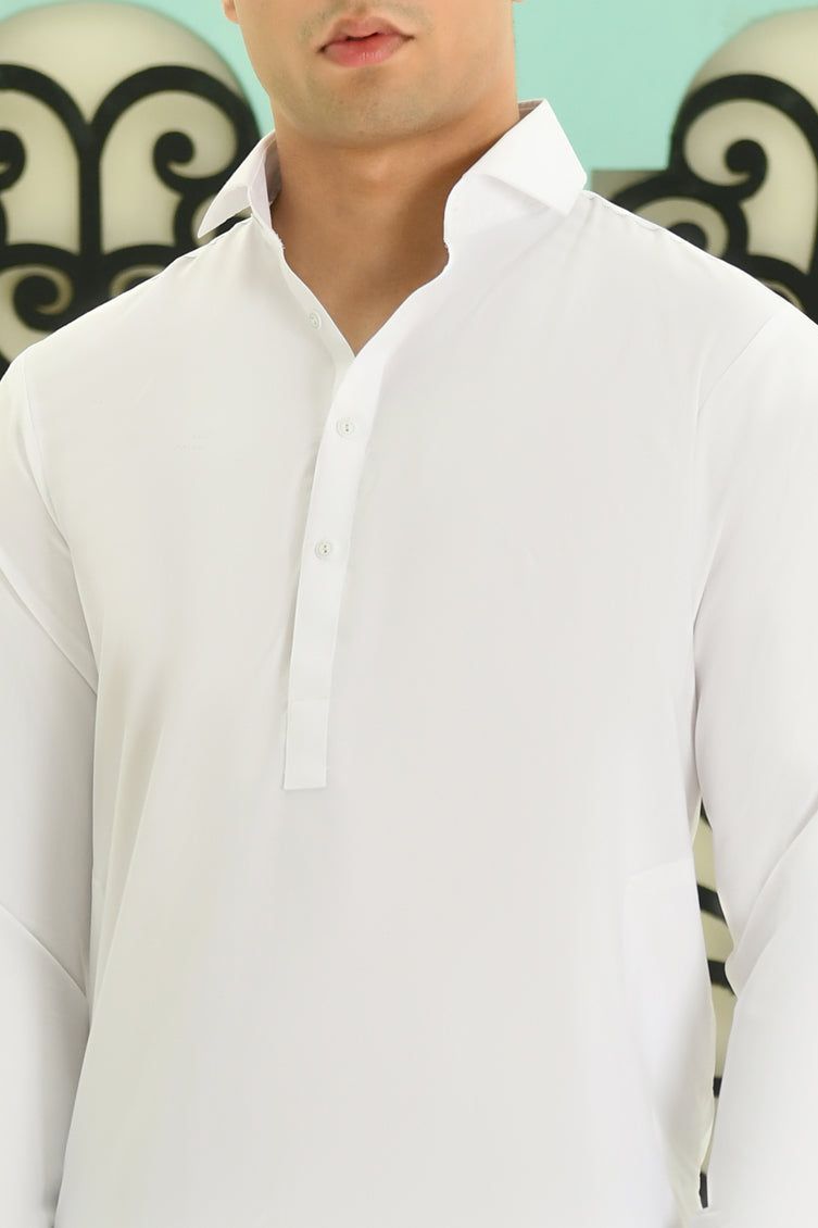 Blended White Shalwar Kameez - J. Junaid Jamshed