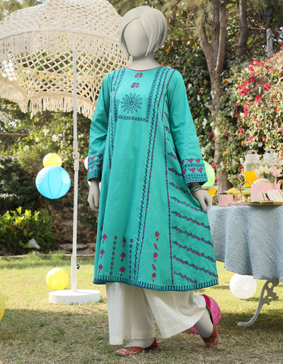 Lawn Green Kurti - J. Junaid Jamshed