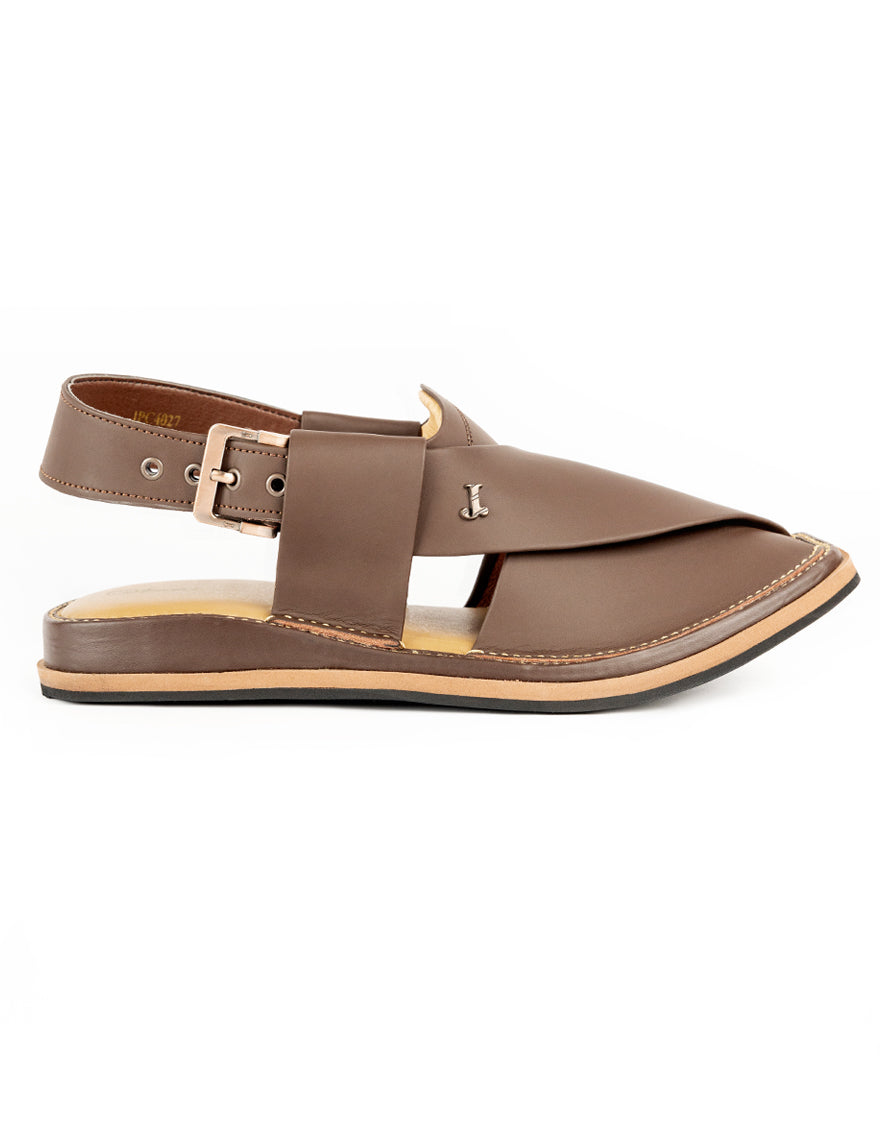 Chocolate Brown Peshawari Chappal - J. Junaid Jamshed