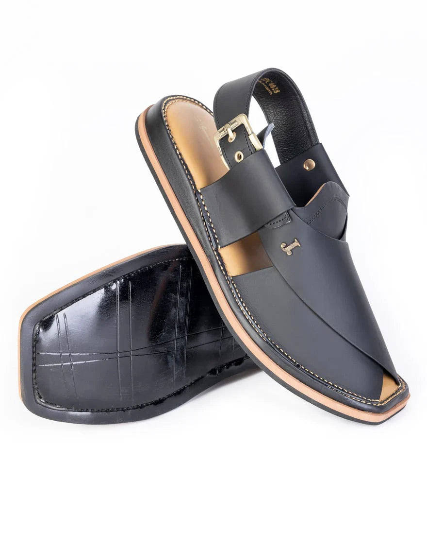 Black Peshawari Chappal - J. Junaid Jamshed