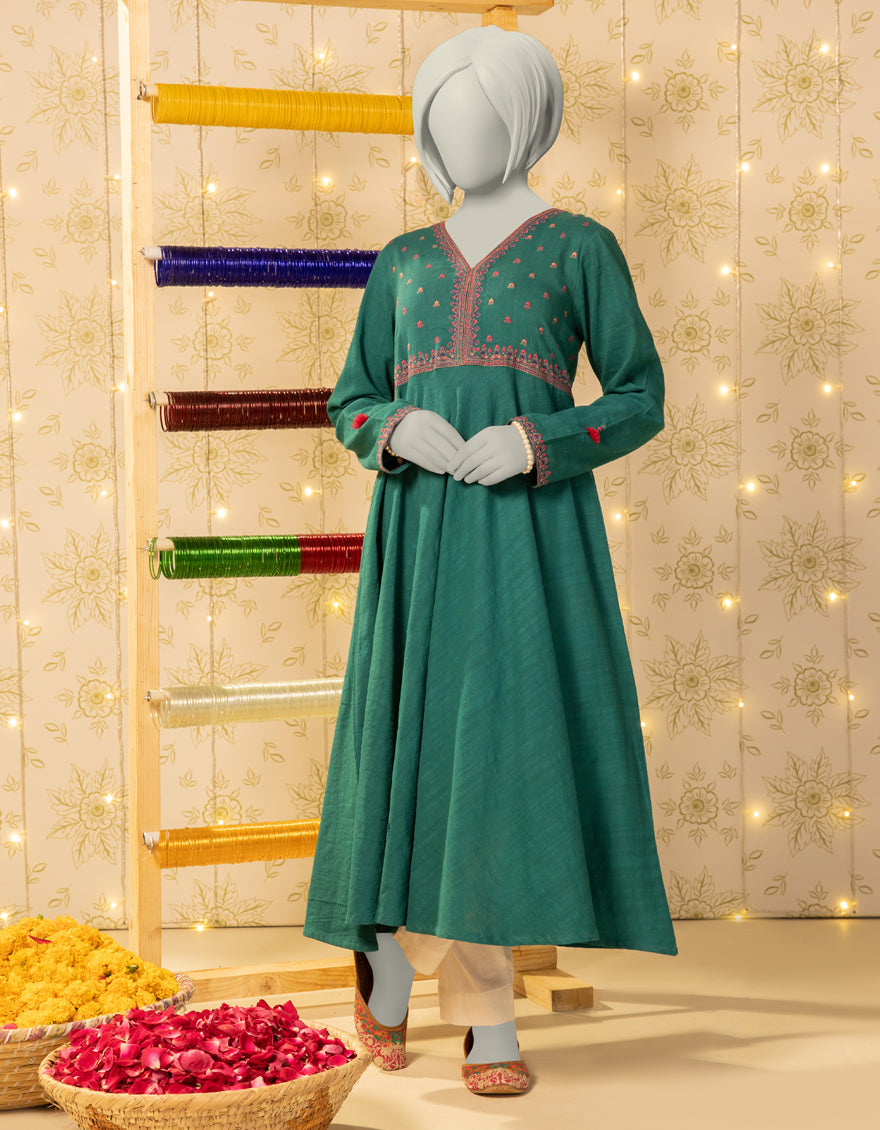 Textured Green Kurti - J. Junaid Jamshed