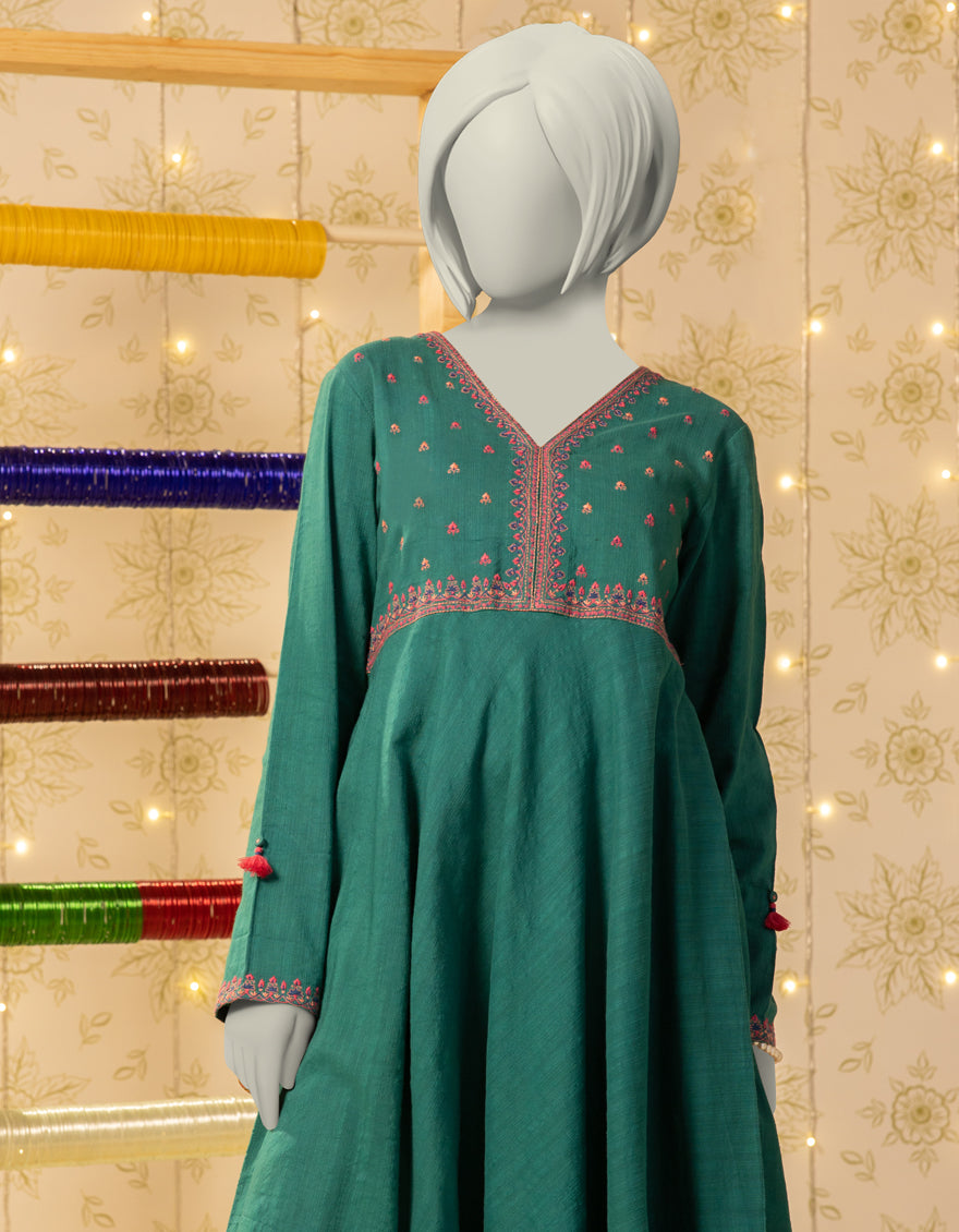 Textured Green Kurti - J. Junaid Jamshed