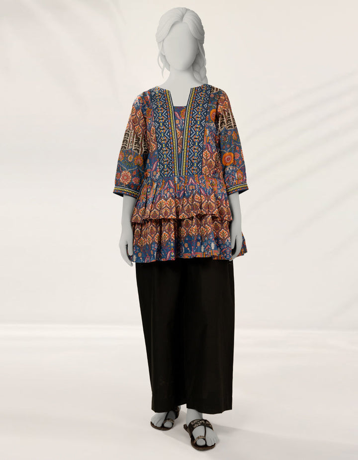 Raw Silk Blue Kurti - J. Junaid Jamshed