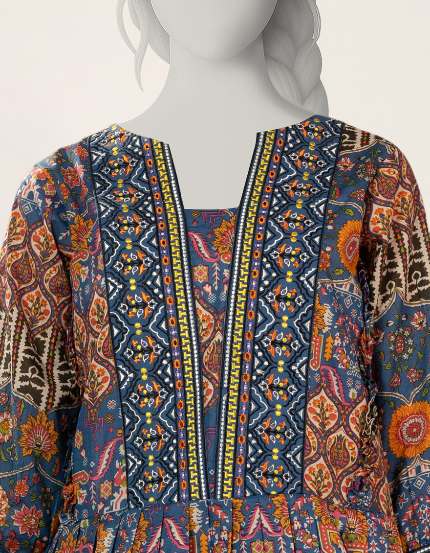 Raw Silk Blue Kurti - J. Junaid Jamshed