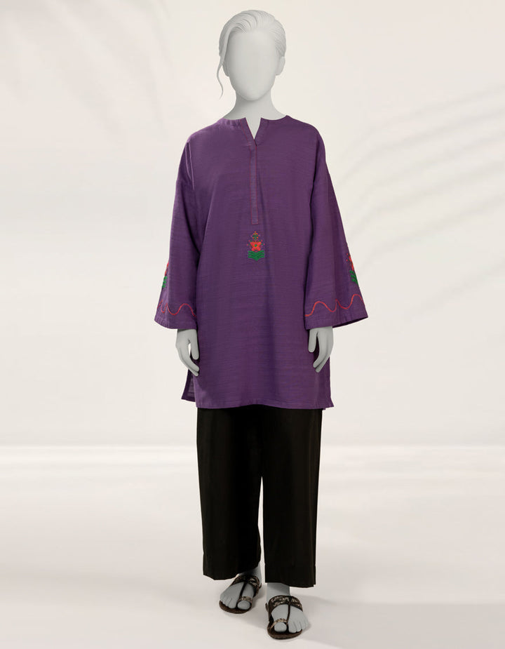 Khaddar Purple Kurti - J. Junaid Jamshed