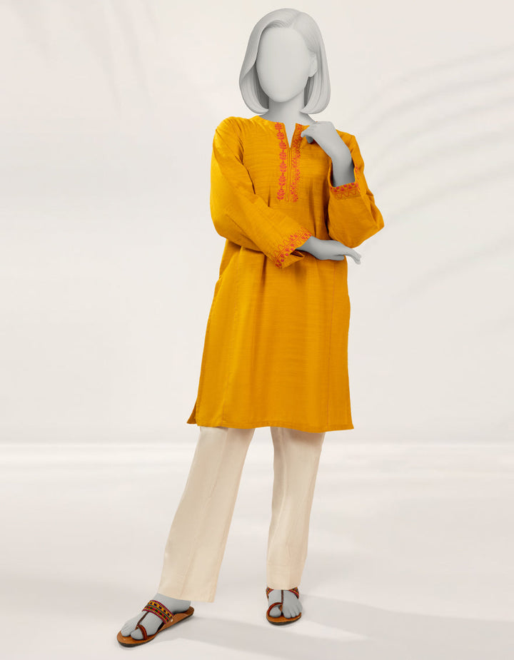 Khaddar Yellow Kurti - J. Junaid Jamshed