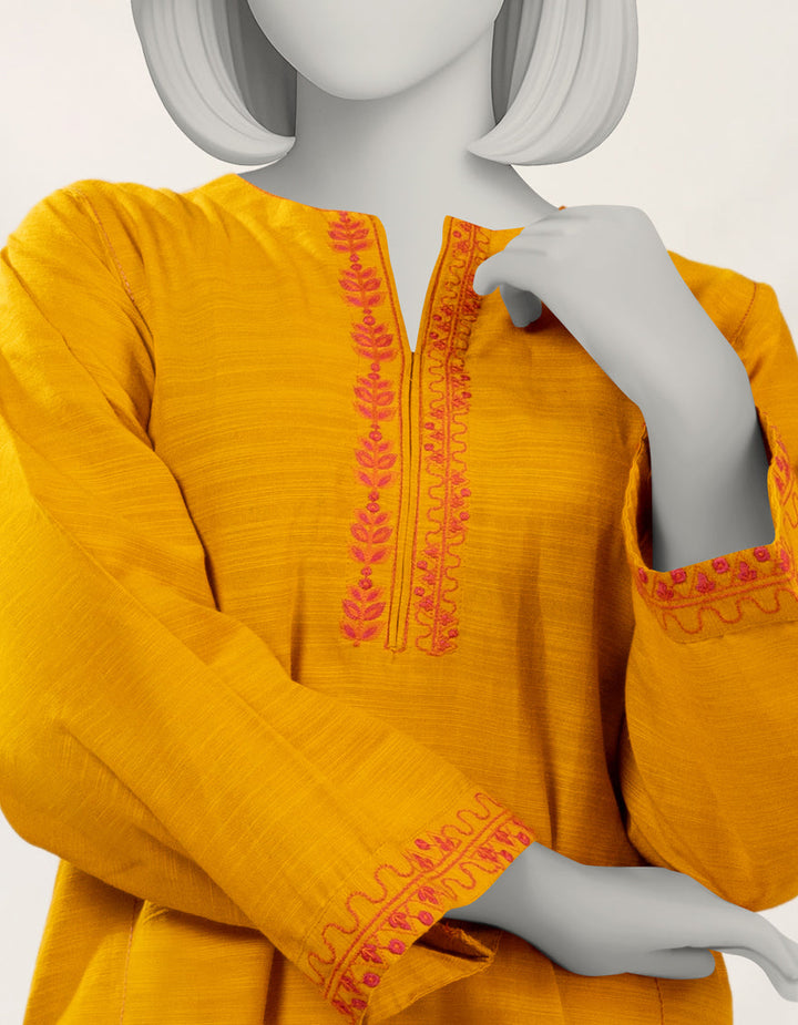 Khaddar Yellow Kurti - J. Junaid Jamshed