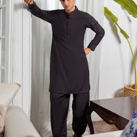 Blended Deep Brown Kurta Trouser - J. Junaid Jamshed